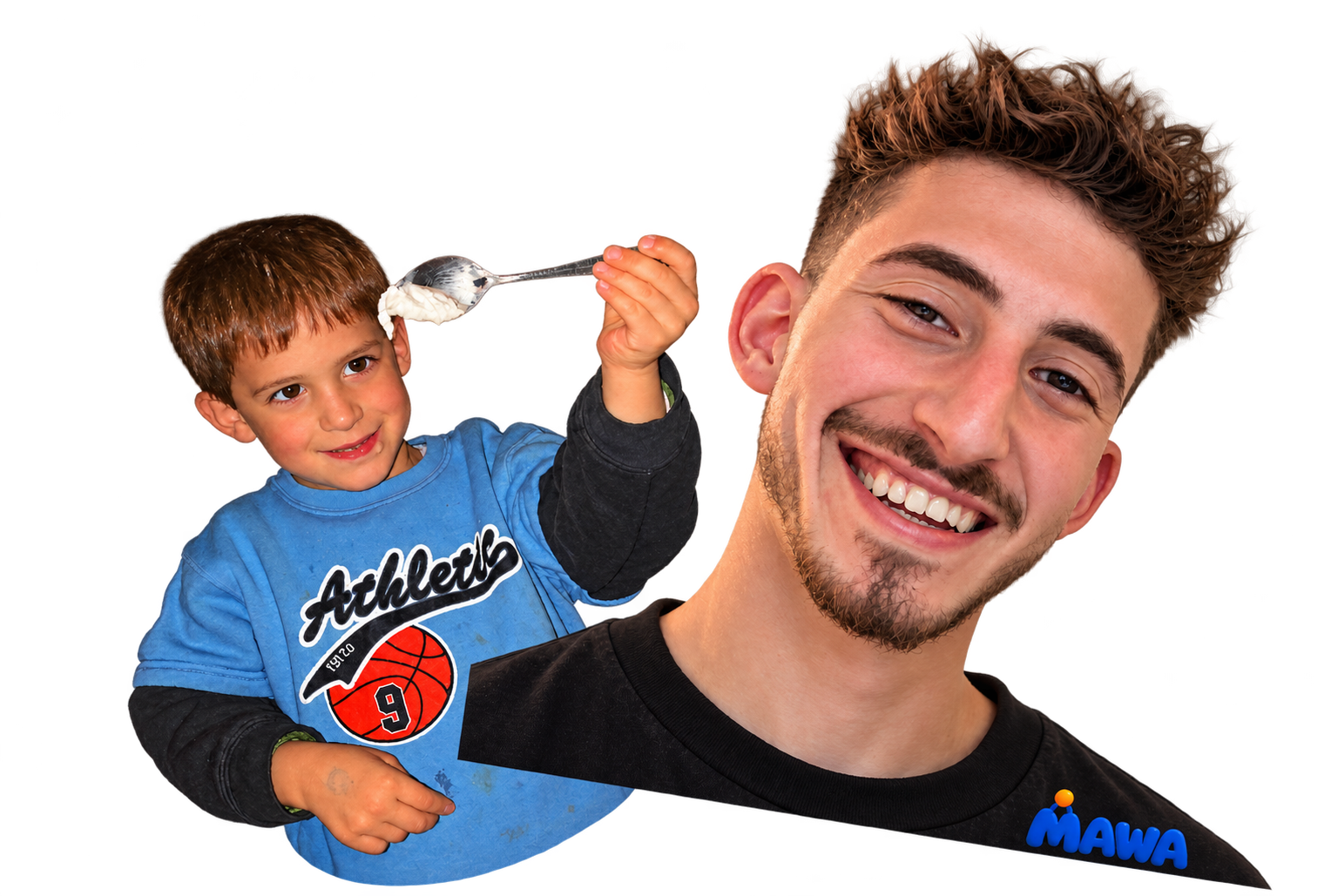 Amir as a child and as MAWA’s founder